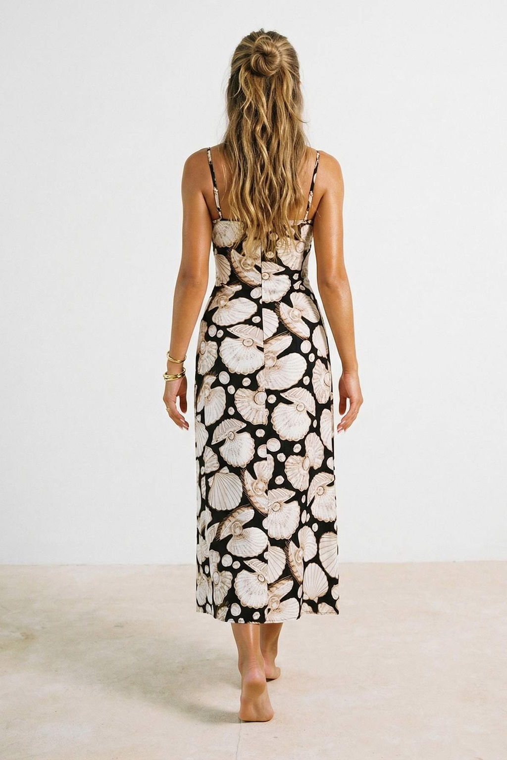 Deniz Kabugu Desenli Dokuma Cut Out Detayl? Maxi Plaj Elbise TBESS24EL00127 - Trendyolmilla фото 3