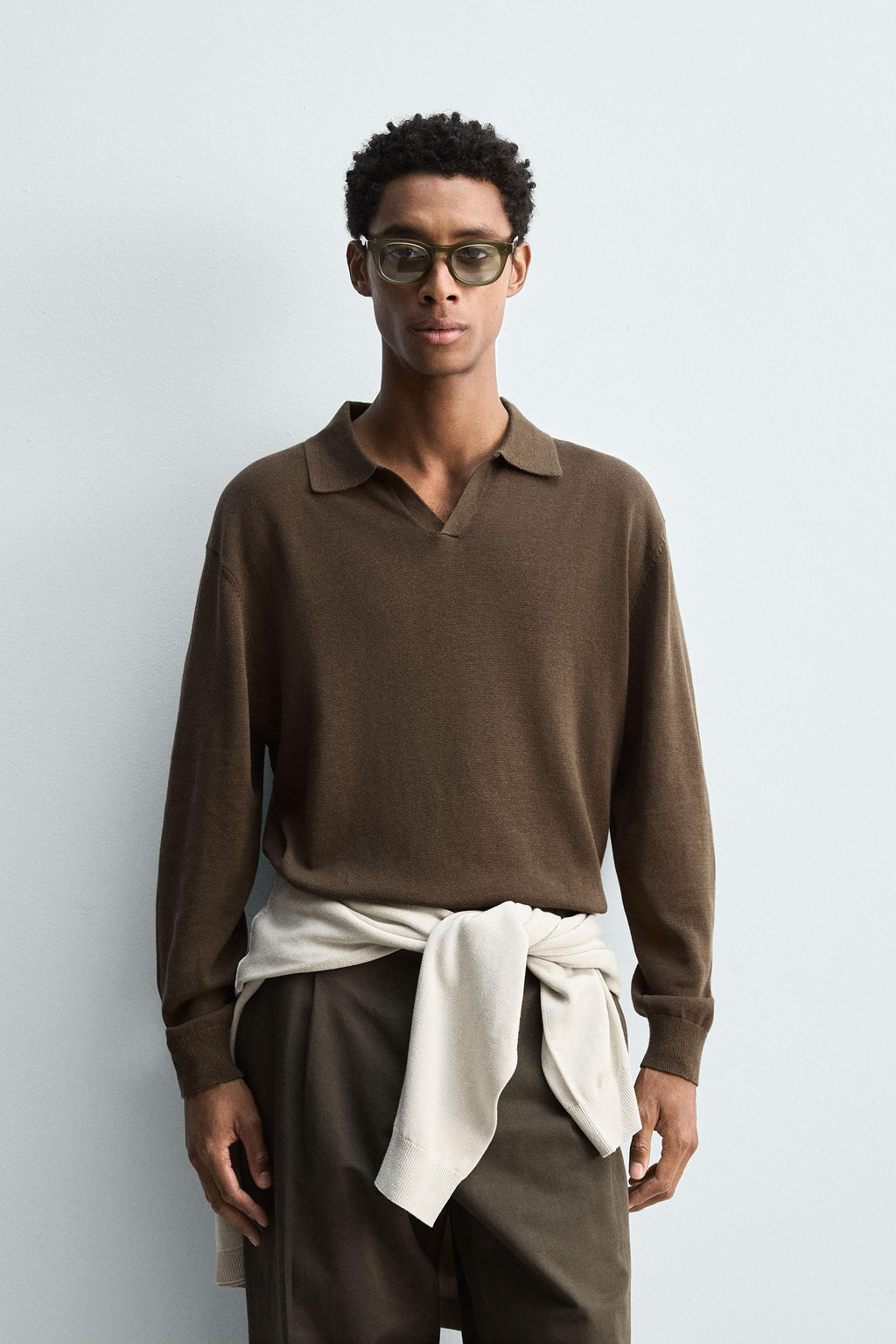COTTON/HEMP KNIT POLO SHIRT - Zara фото 2