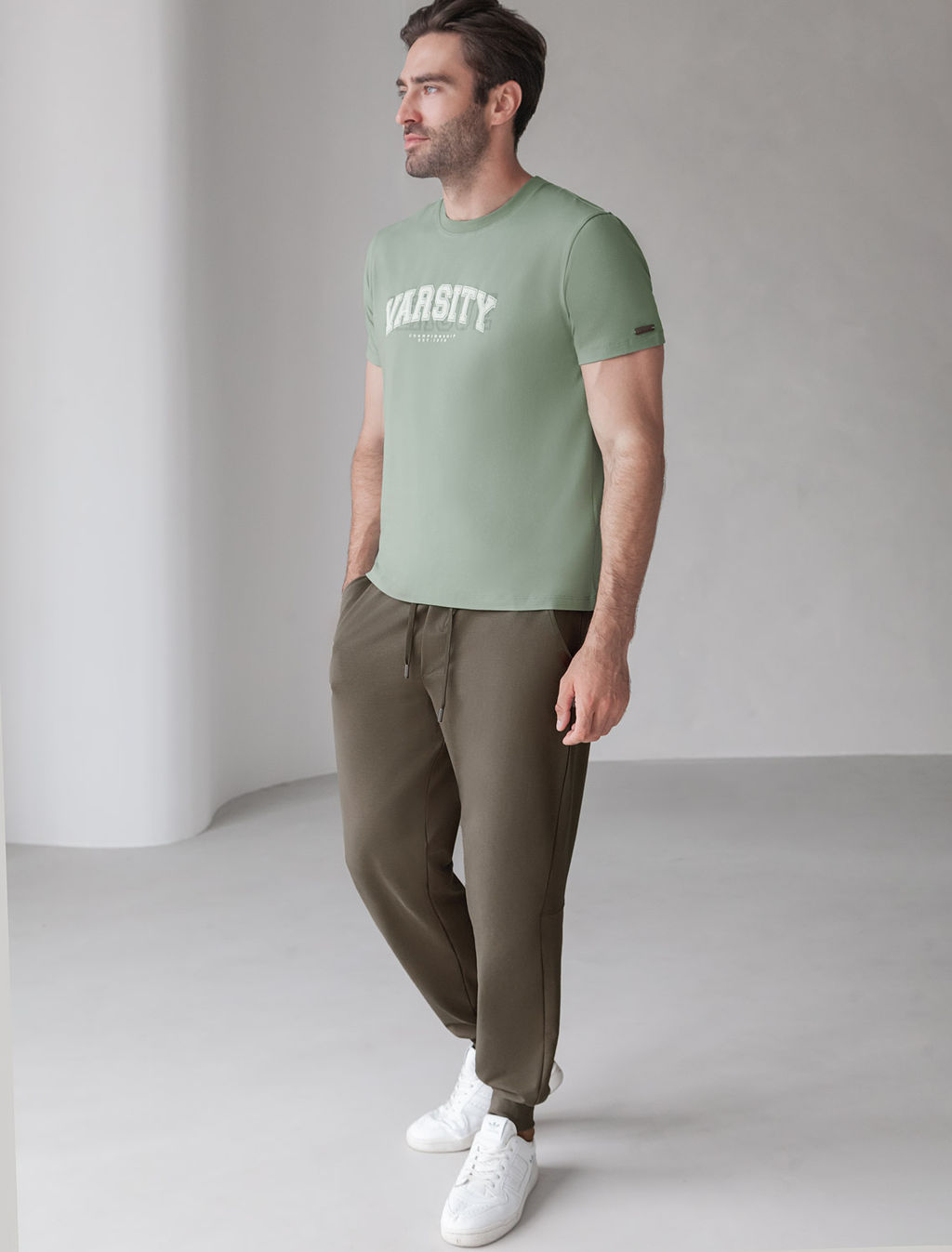 VILATTE / Брюки-джоггеры из эластичного футера двунитки  фото 2