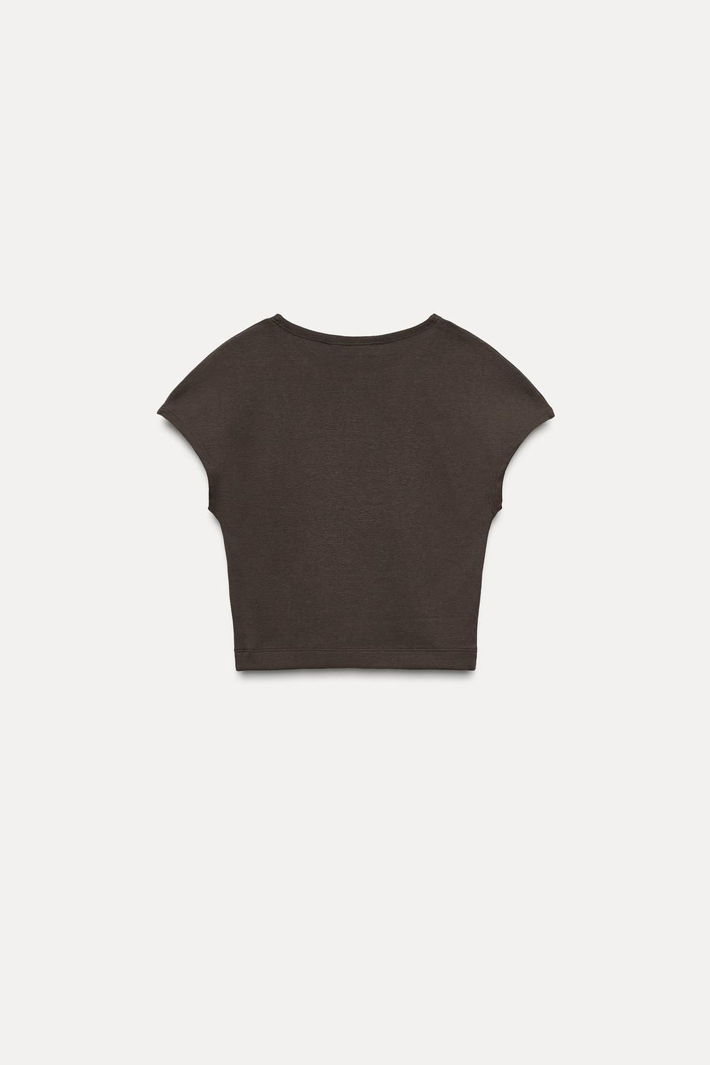 COTTON MODAL CROPPED T-SHIRT - Zara фото 18