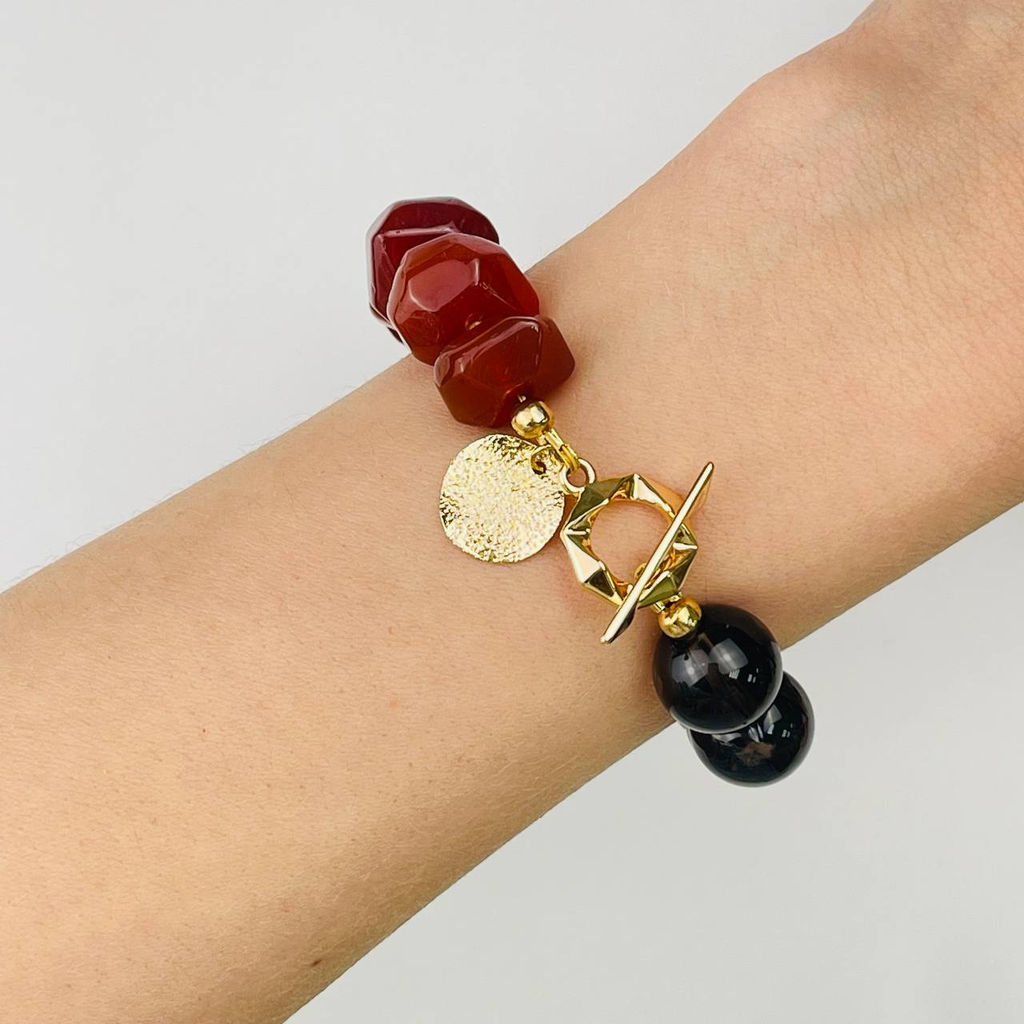 Браслет из Раухтопаза и Сердолика