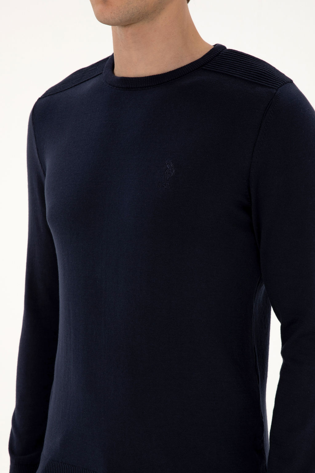 Erkek Slim Fit Bisiklet Yaka Lacivert Basic Kazak - U.s. polo assn фото 14