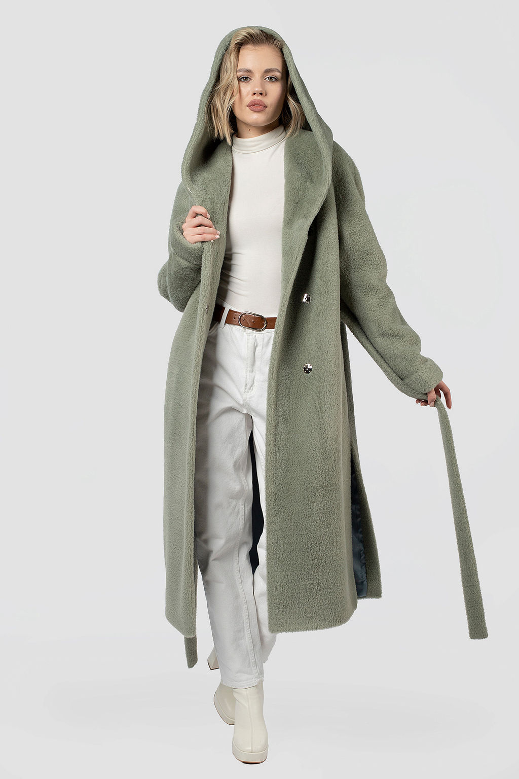 Пальто женское демисезонное (пояс) в составе ШЕРСТЬ - El podio фото 3