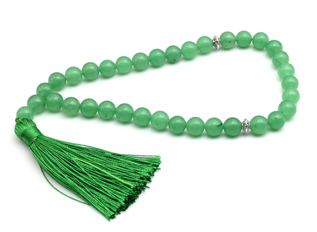 Четки шарик 10мм из авантюрина зеленого, 33 бусины, 33см
