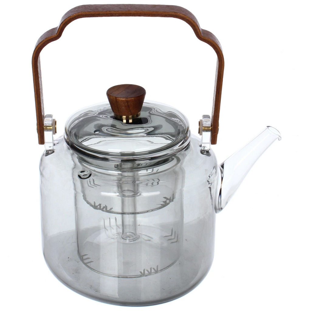 Чайник заварочный стеклянный 1000мл "Хай-Тек" с двойным ситом