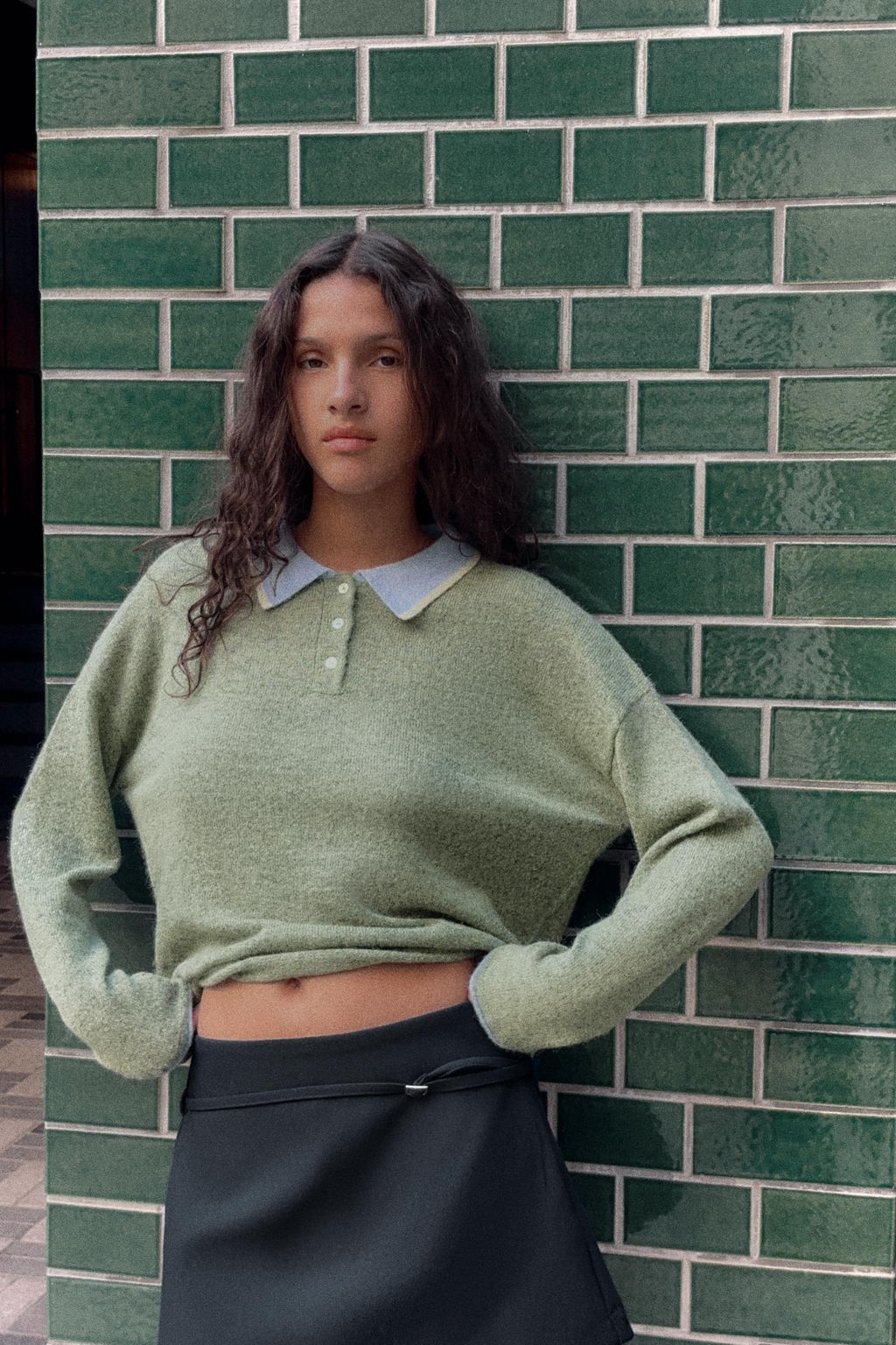 CONTRAST KNIT POLO SWEATER - Zara фото 2