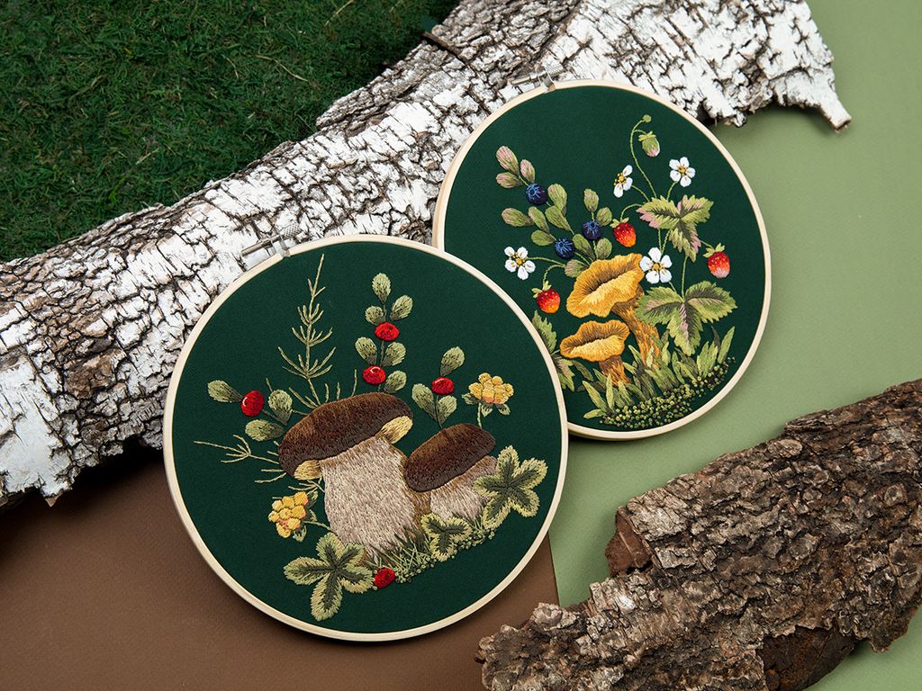 Набор для вышивания PANNA Живая картина JK-2258 Грибы. Белые 20.5 х 20.5 см