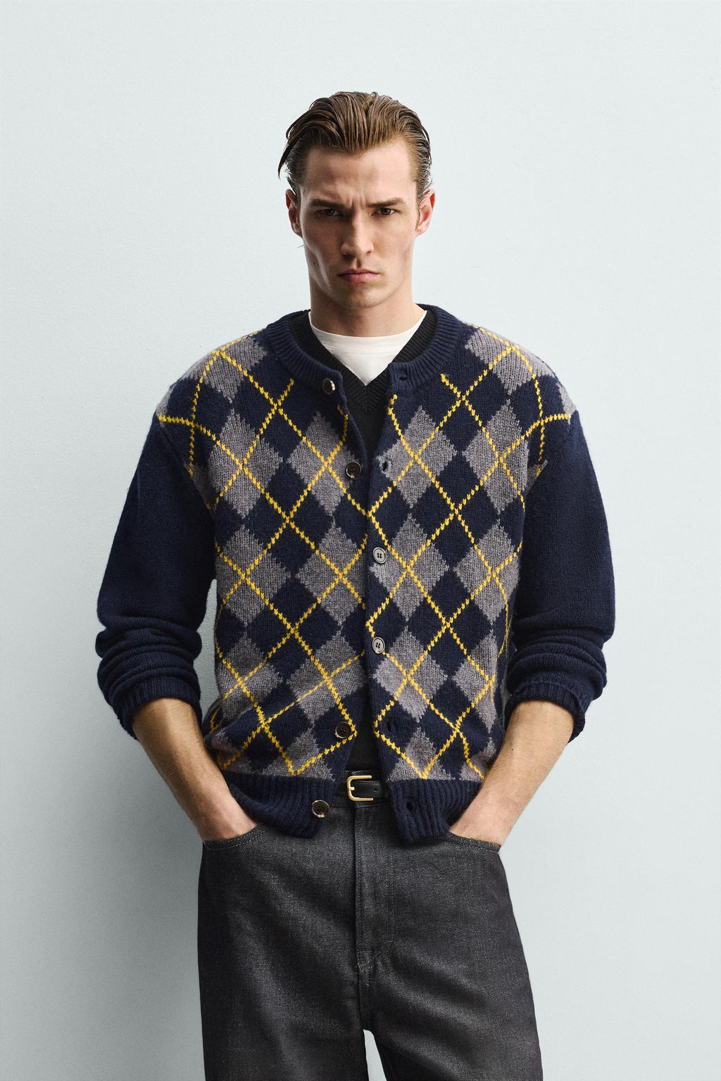 100% WOOL ARGYLE CARDIGAN - Zara фото 10