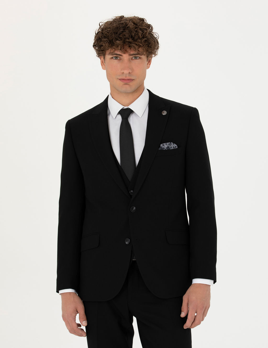 Yelekli Siyah Ekstra Slim Fit Tak_m Elbise