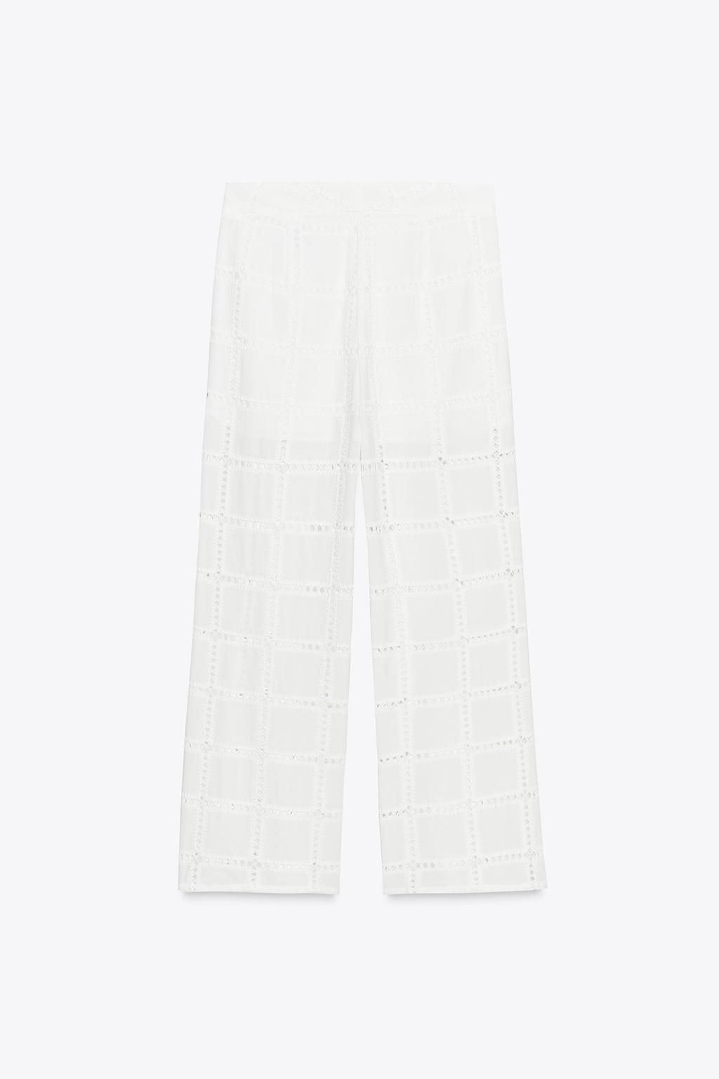 STRAIGHT-LEG TROUSERS WITH CUTWORK EMBROIDERY - Zara фото 4