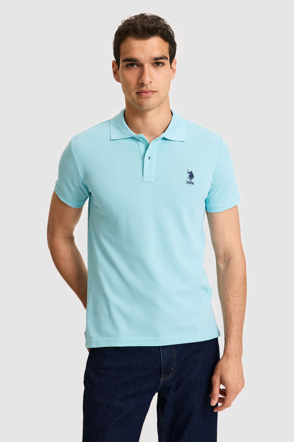 Erkek Slim Polo Yaka Aqua Basic Ti__rt