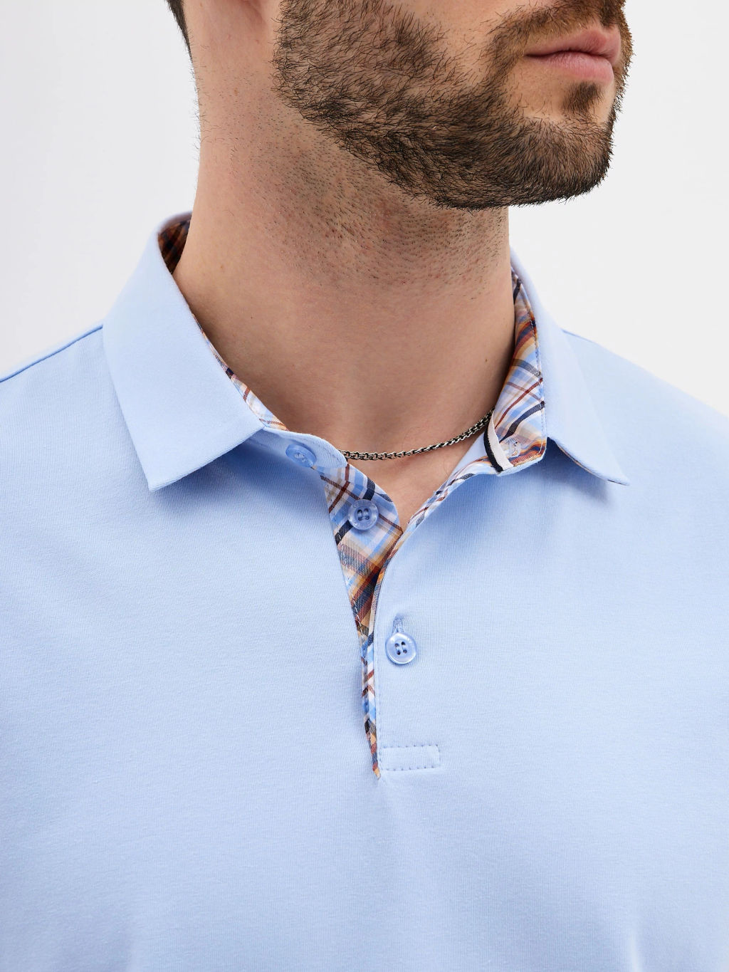 Джемпер мужской с воротником поло короткий рукав GREG G144-KO1246T-SAS5120 (св.голубой)