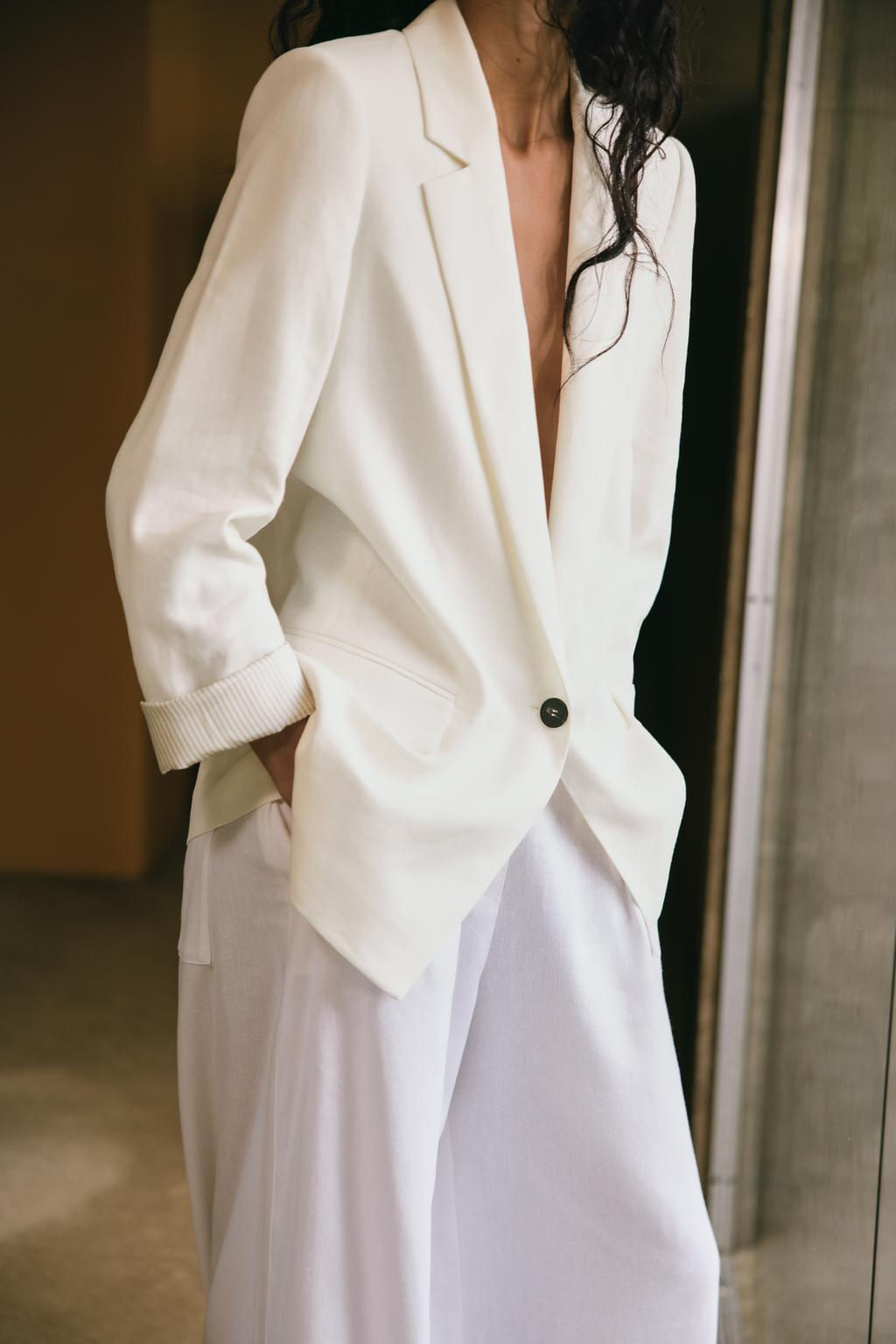 LINEN BLEND BLAZER WITH PRINTED CUFFS - Zara фото 31