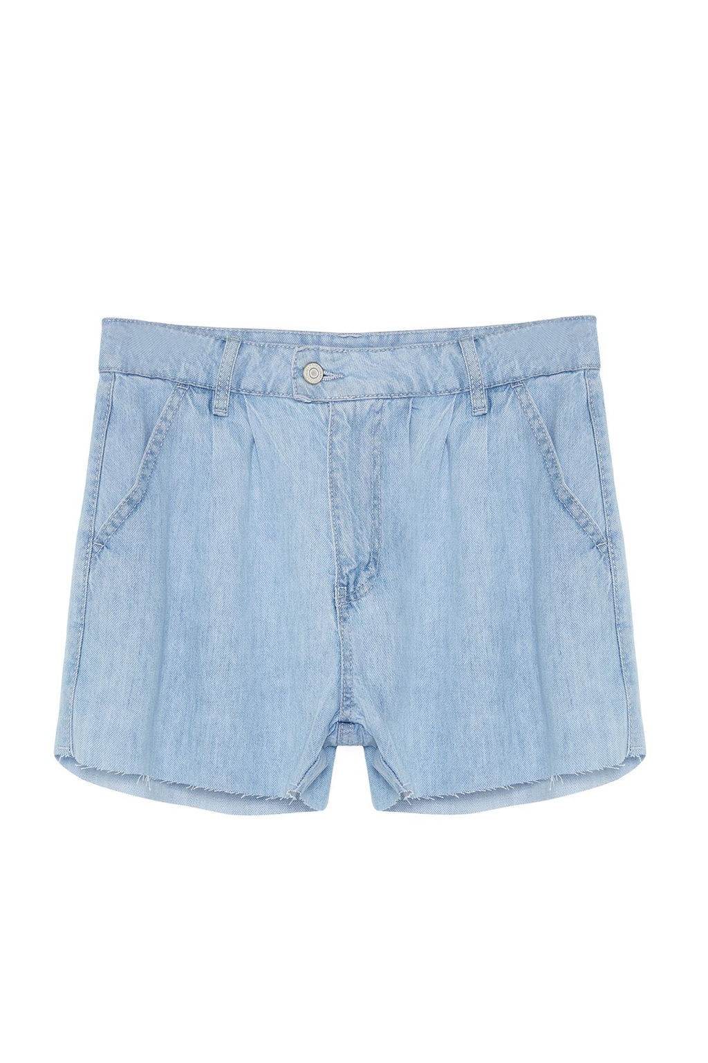 Ac?k Mavi %100 Tencel Pileli Yuksek Bel Sort TWOSS24SR00187 - Trendyolmilla фото 21