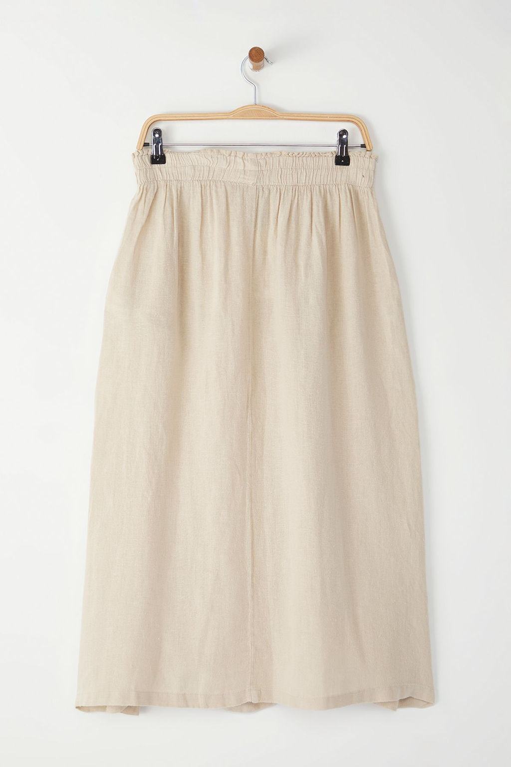 TRENDYOLMILLA Beyaz %100 Keten Beli Lastikli Midi Etek TWOSS24ET00153 фото 28