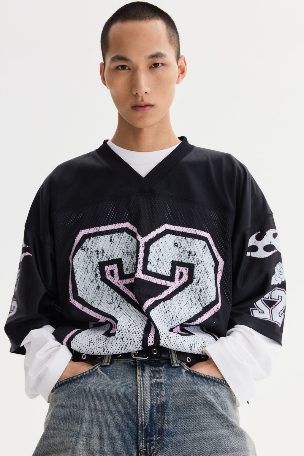 Camiseta de malla estampada Oversized Fit - H&m фото 9