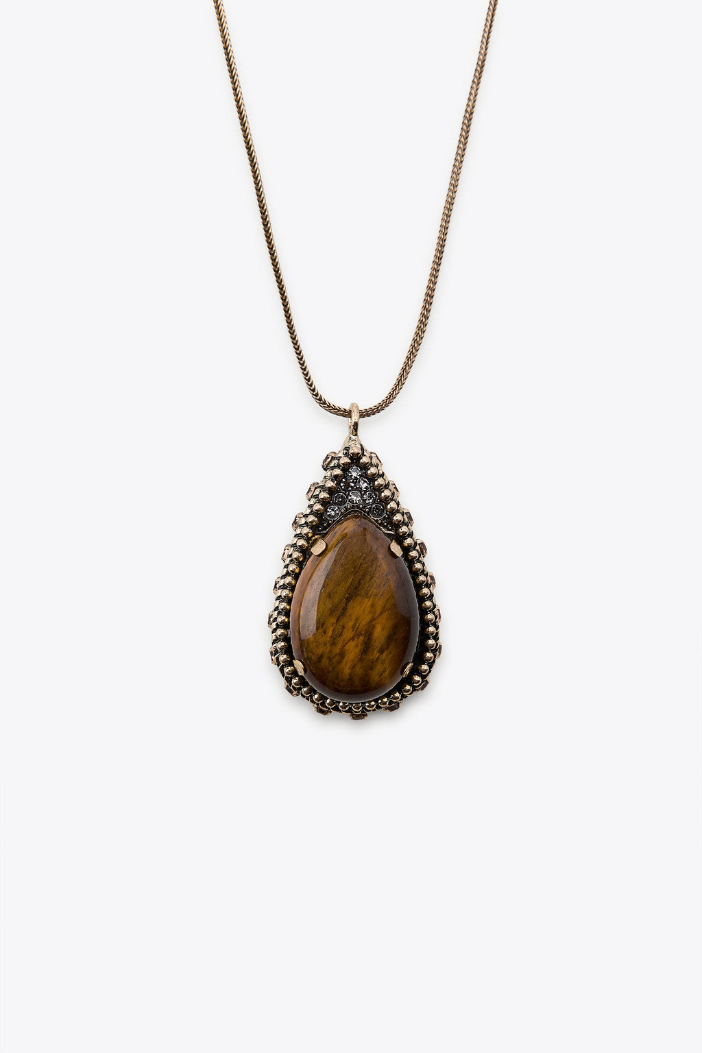 PACK OF 2 METAL NECKLACES WITH STONE - Zara фото 3