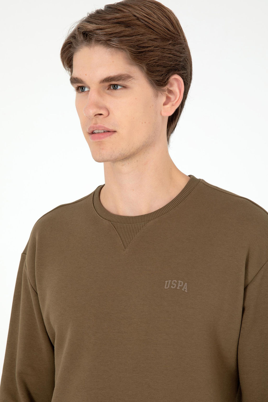 Мужской базовый свитшот цвета хаки - U.s. polo assn фото 2