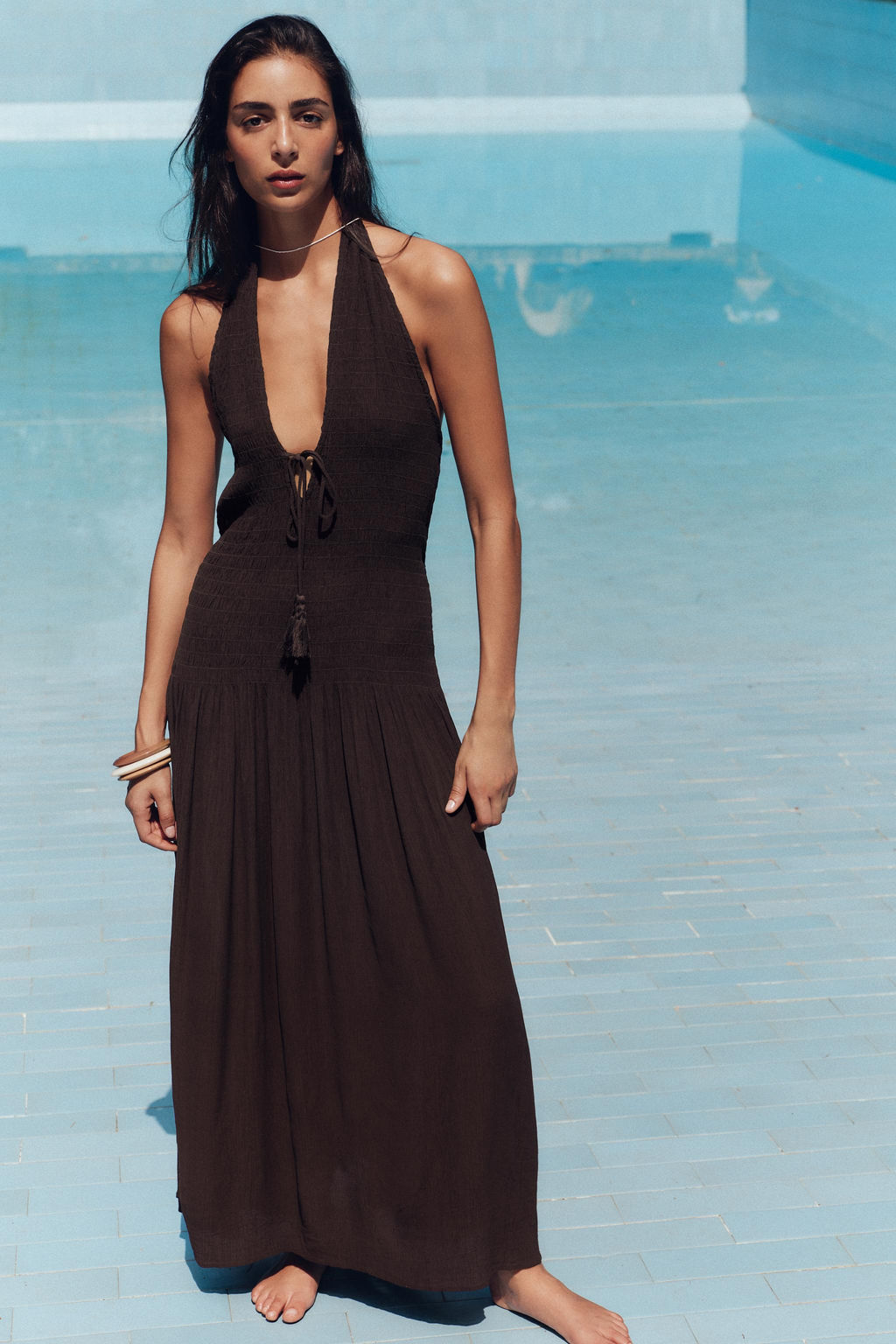 SMOCKED HALTER DRESS - Zara фото 12