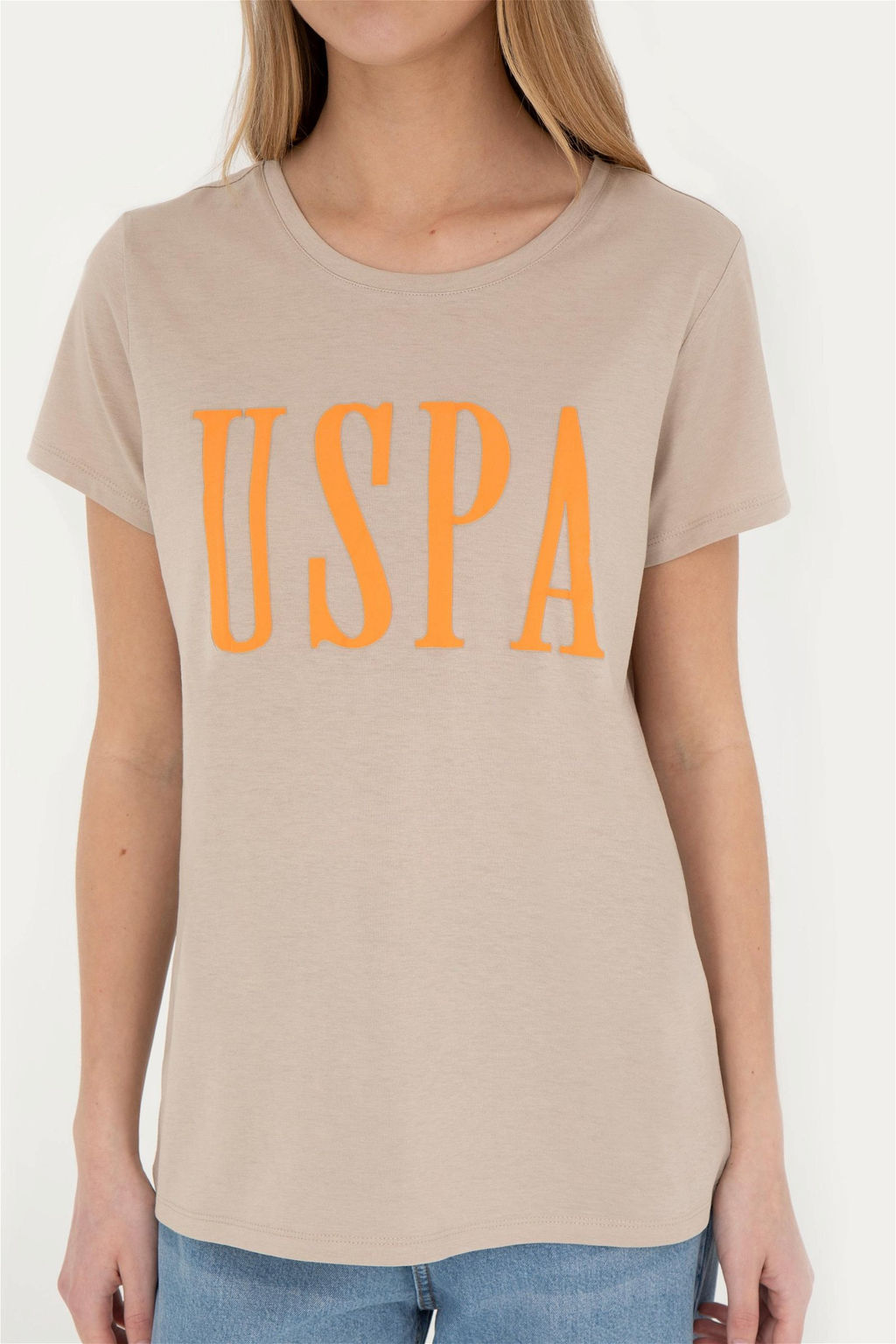 U. S. Polo Assn / Женская футболка светло-хаки с круглым вырезом - U.s. polo assn фото 6