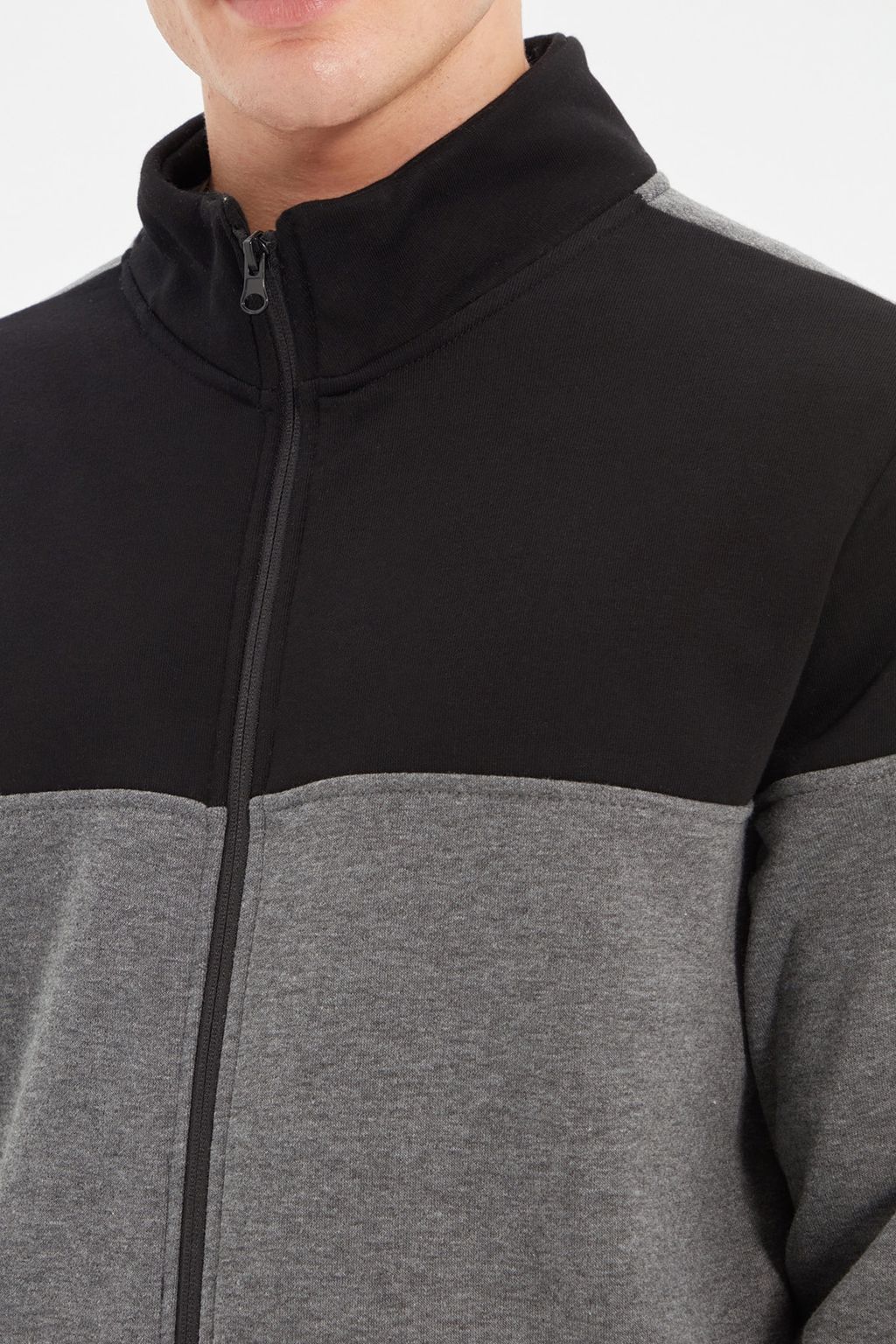 TRENDYOL MAN Lacivert-Gri Melanj Regular Fit Uzun Kollu Dik Yaka Fermuarl? Sweatshirt TMNAW22SW0720 - Trendyolmilla фото 8