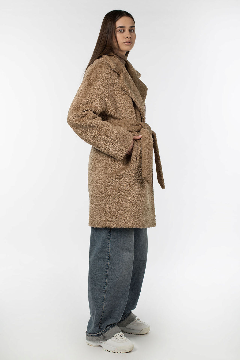 02-3073 Пальто женское утепленное (пояс) - El podio фото 3