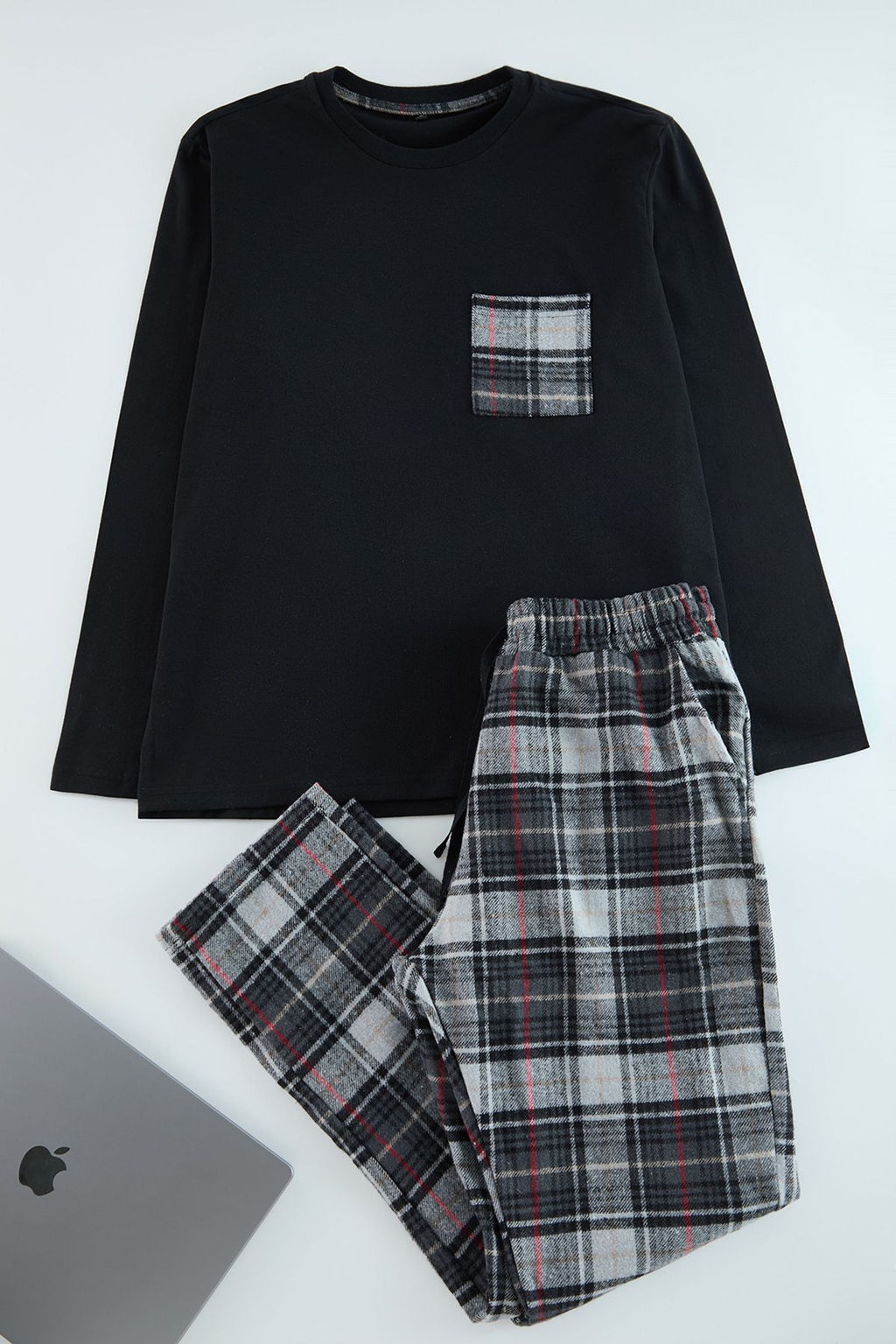 TRENDYOL MAN Gri- Yesil Ekose Desenli Dokuma Pijama Tak?m? TMNAW25PT00038 - Trendyolmilla фото 2