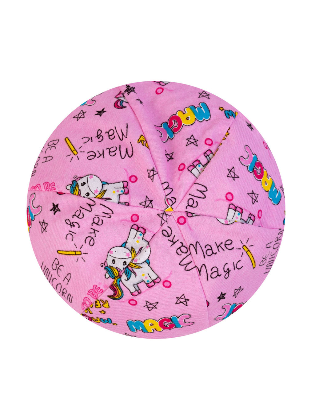 Берет детский розовый принт магия