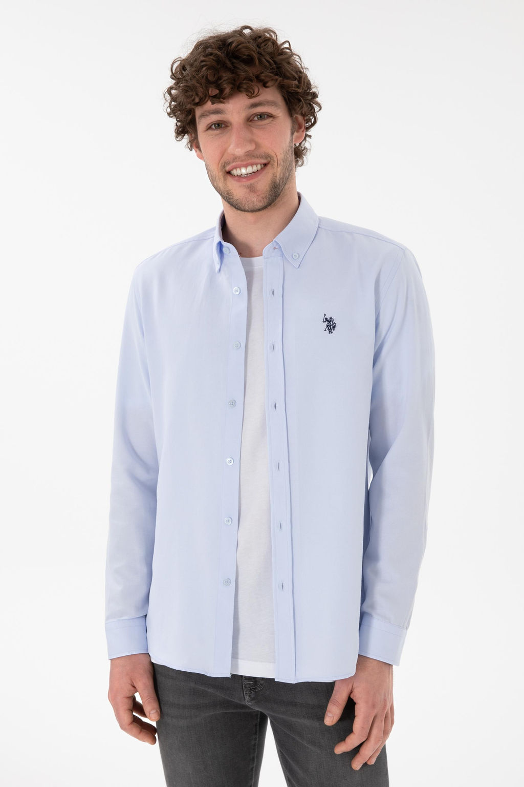 Erkek A__k Mavi Uzun Kollu Basic G_mlek Sepette S_rpriz _ndirim - U.s. polo assn фото 2
