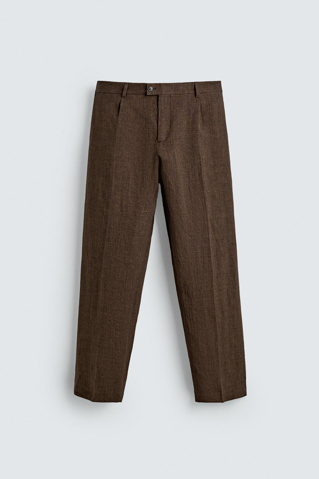 PANTAL?N REGULAR FIT TRAJE 100% LINO / Marr?n oscuro - Zara фото 5