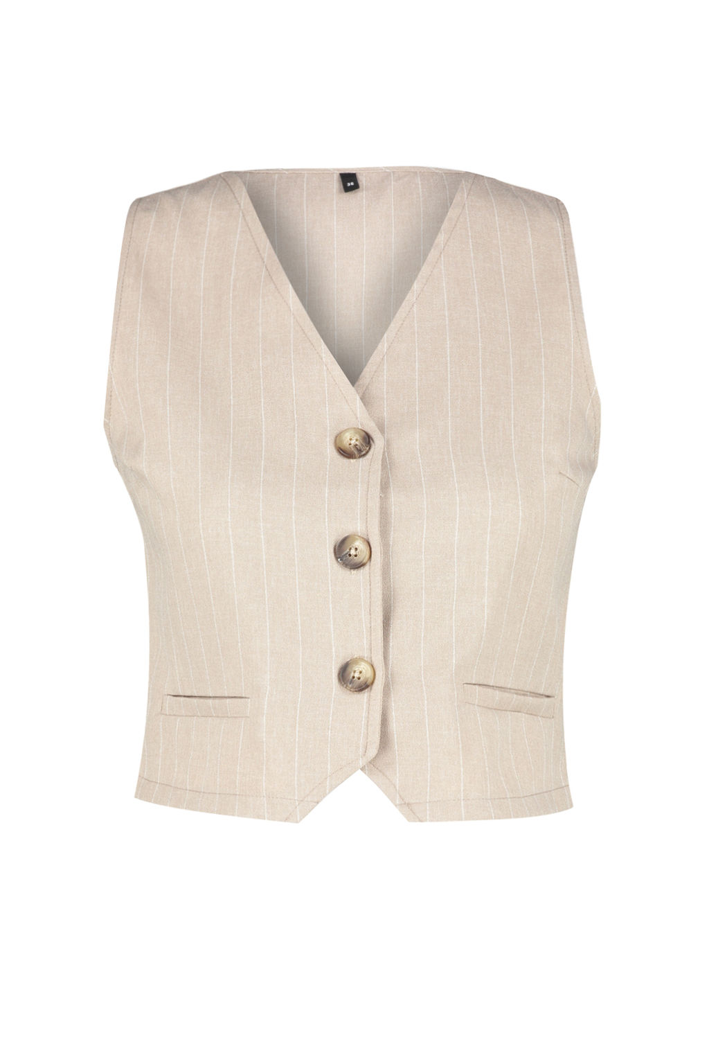 Trendyolmilla Bej Cizgili Dugmeli Crop Dokuma Bluz TWOSS24BZ00173  фото 8