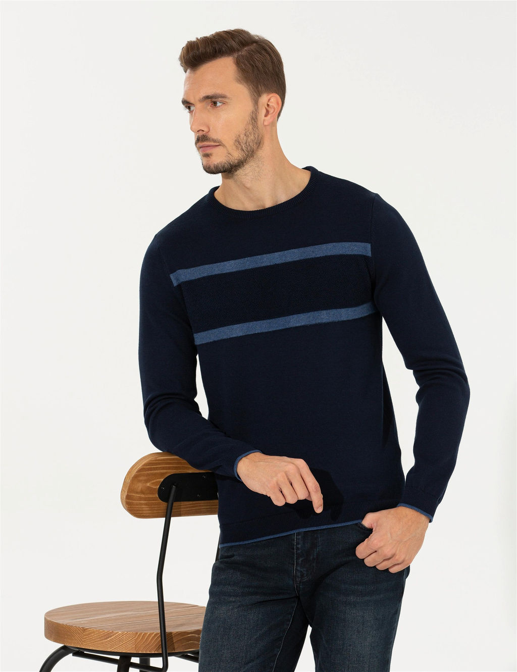 Lacivert Slim Fit Bisiklet Yaka Triko Kazak - Pierre cardin фото 2
