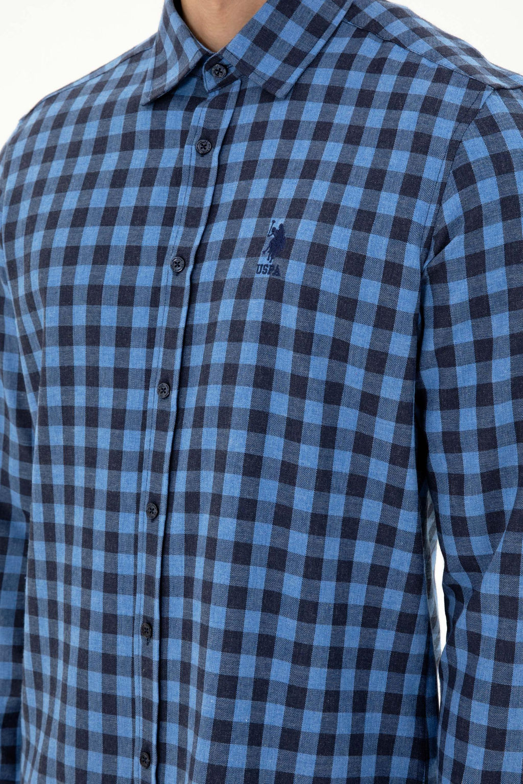 Мужская рубашка с длинным рукавом цвета индиго - U.s. polo assn фото 7