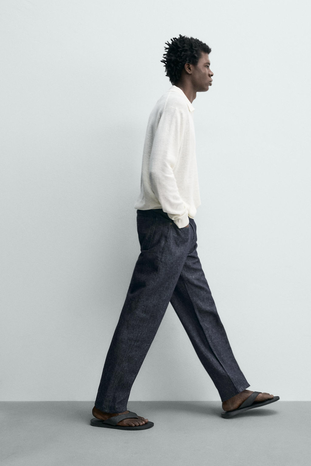 JEANS STRAIGHT FIT ALGOD?N - C??AMO / Azul - Zara фото 6