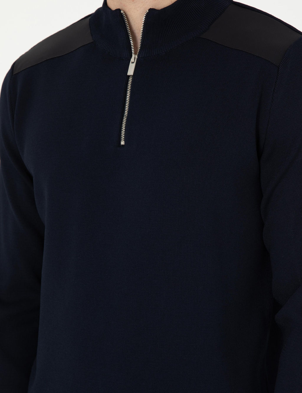 Lacivert Regular Fit Fermuarl_ Dik Yaka Triko Kazak - Pierre cardin фото 7