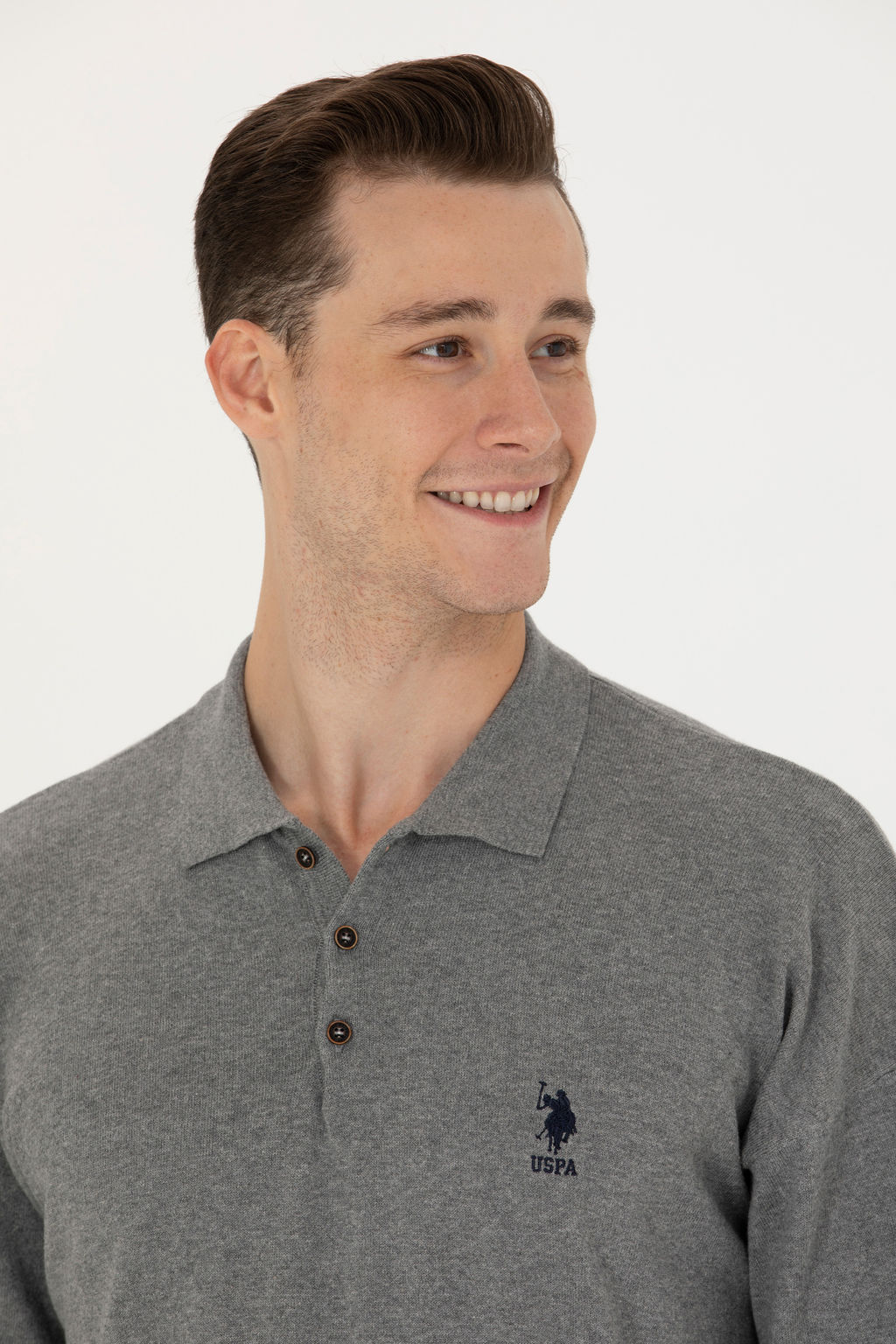 Свитер мужской U. S. Polo Assn Basic серый меланж из хлопка - U.s. polo assn фото 23