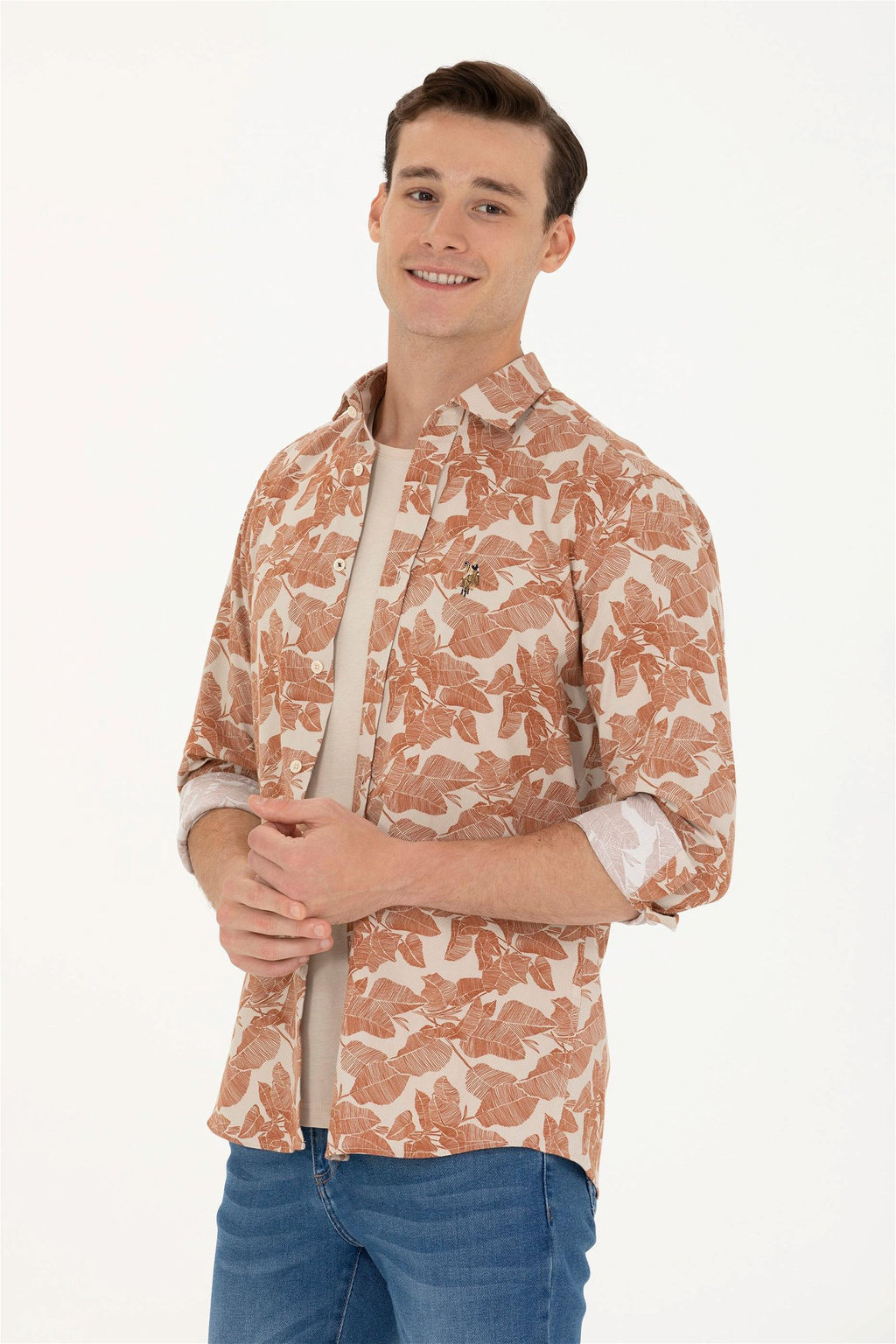 U. S. Polo Assn Мужская рубашка с длинным рукавом Stone - U.s. polo assn фото 3