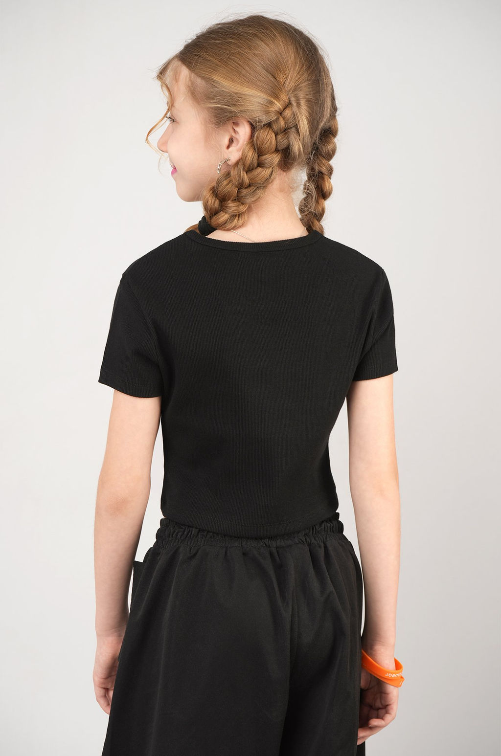 Укороченная футболка в рубчик для девочки Happyfox