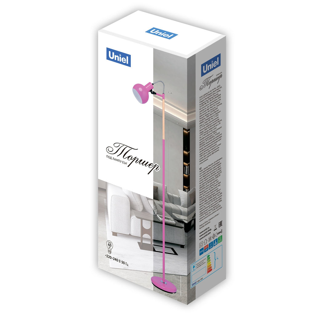 UML-T702 E14 BLACK Торшер напольный под лампу Е14, 60W, с регулировкой наклона. Механический выключатель. Черный. ТМ Uniel - Volpe фото 16
