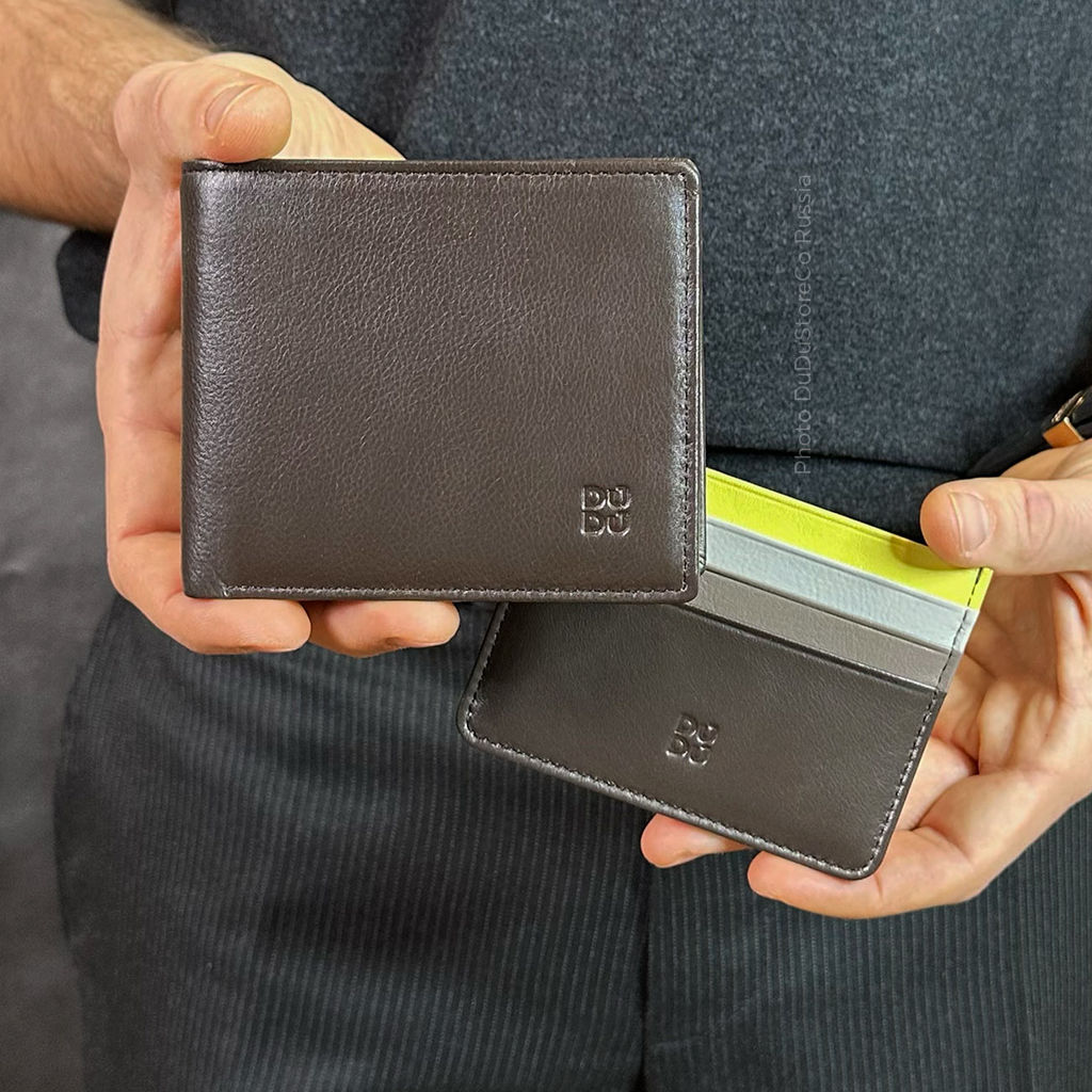 Итальянский мужской кошелек DuDu серии Tullio | кофейно-коричневый - Dudubags фото 5
