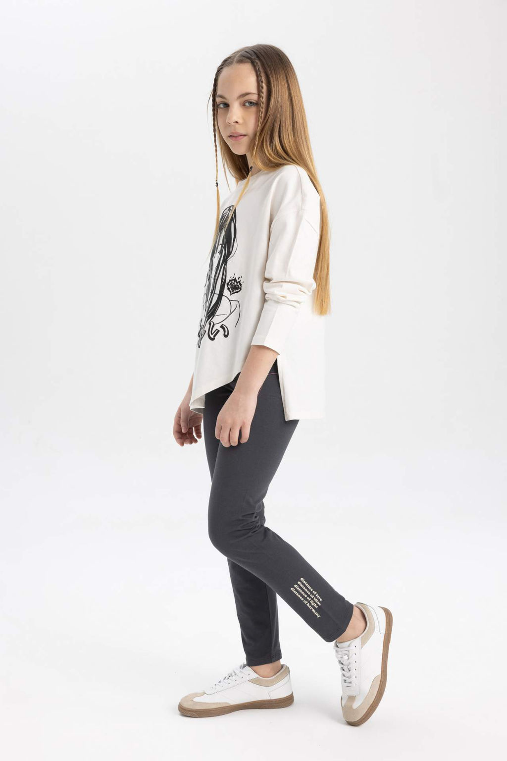 K?z Cocuk Bask?l? Uzun Boy Tayt - Defacto фото 2