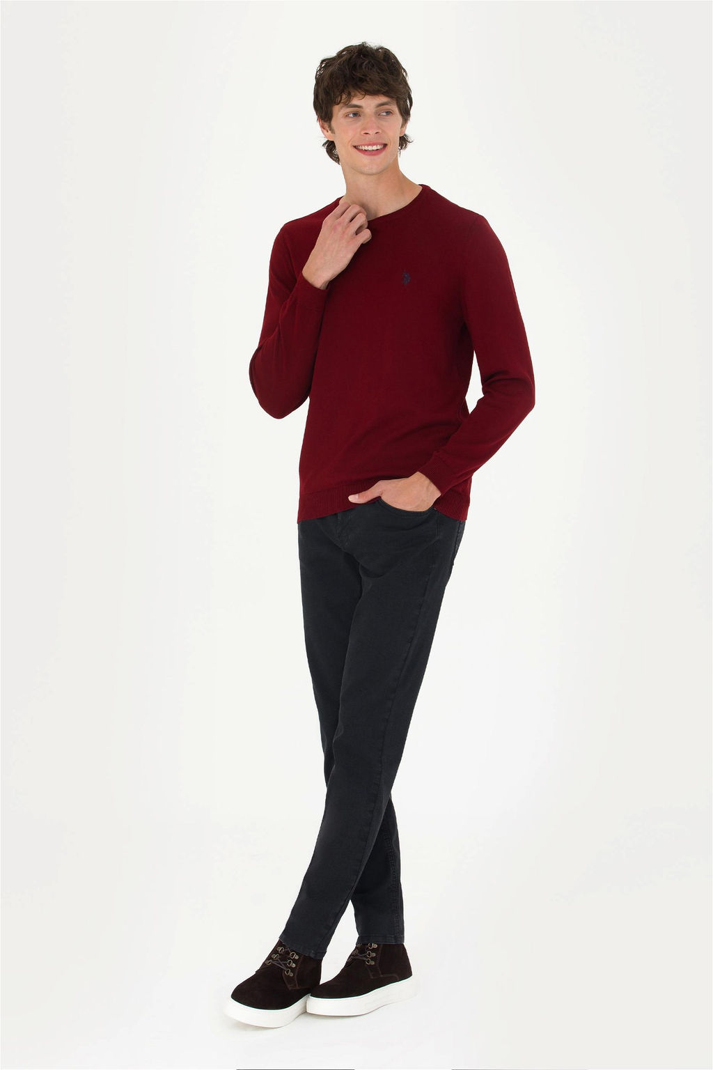 U. S. Polo Assn Мужской бордово-красный базовый свитер - U.s. polo assn фото 12