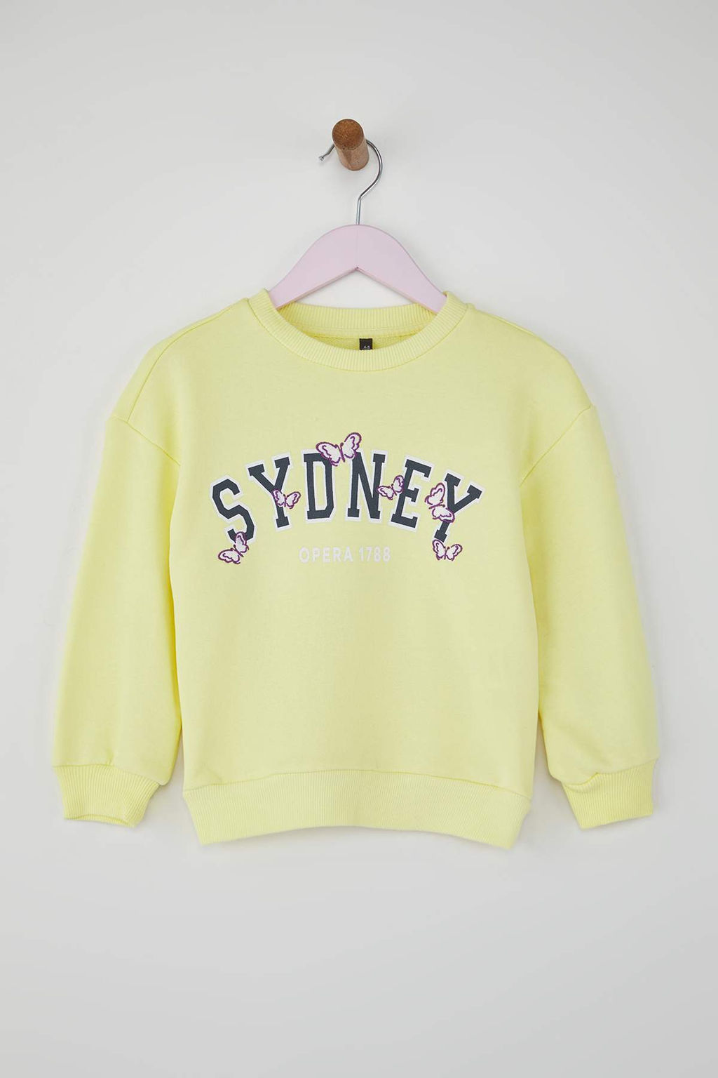 Sar? Pamuklu Slogan Bask?l? Oversize Orme K?z Cocuk Sweatshirt TKDAW26SW00027 - Trendyolmilla фото 2