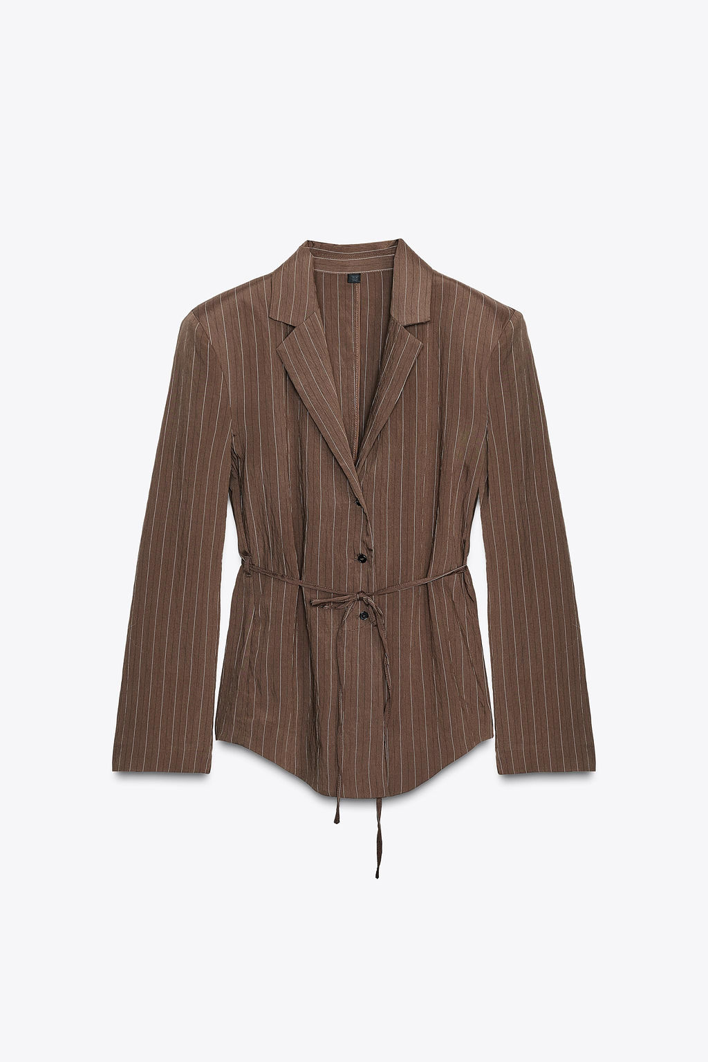 STRIPED SHOULDER PAD BLAZER WITH THIN BELT - Zara фото 6