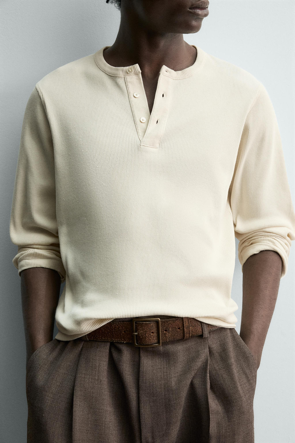 CAMISETA RIB CUELLO PANADERO / Crudo - Zara фото 6