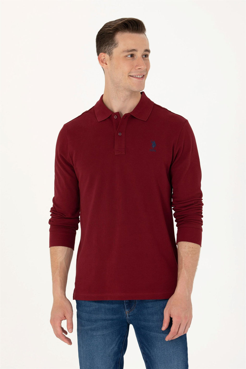 U. S. Polo Assn / Мужской бордово-красный базовый свитшот - U.s. polo assn фото 8