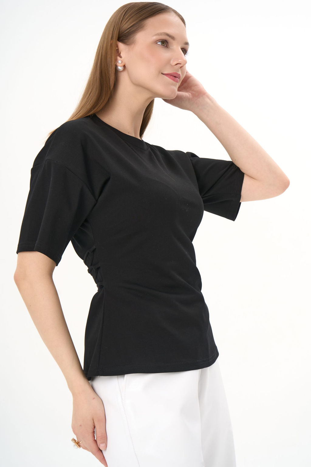 Футболка с завязками Николь (чёрный) - Эльза фото 11