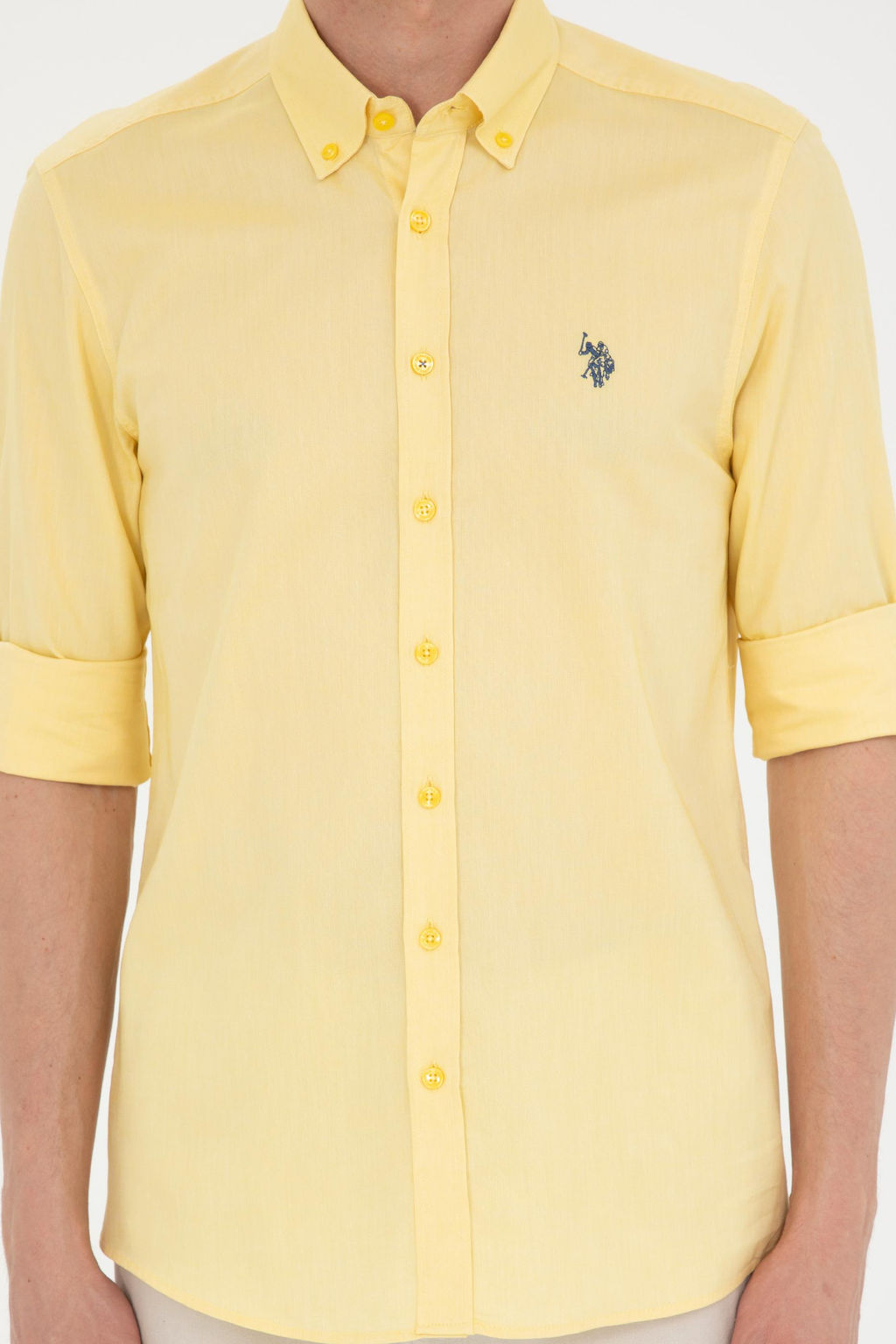 U. S. Polo Assn / Мужская желтая базовая рубашка с длинным рукавом - U.s. polo assn фото 13
