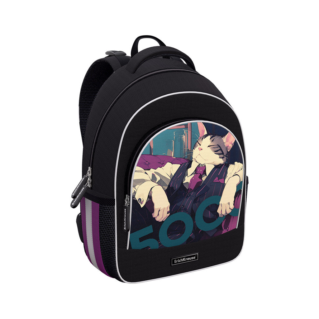 Цена за 1 шт. Ученический рюкзак с грудной перемычкой ErichKrause ErgoLine® 15L Cat Boss