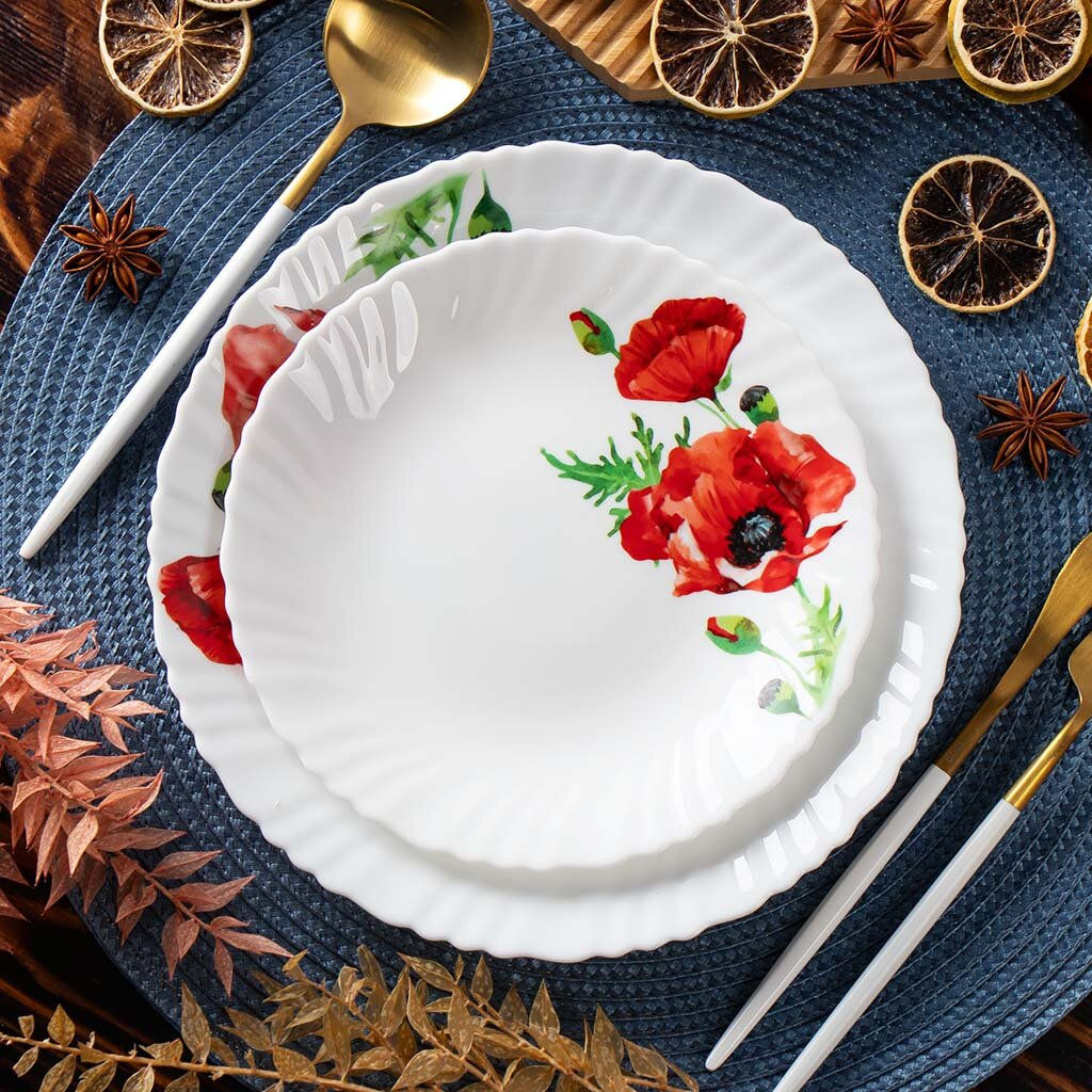 Алый мак, Тарелка десертная, 19 см, круглая, Daniks, LHP 75/K1929 (448956)  фото 3